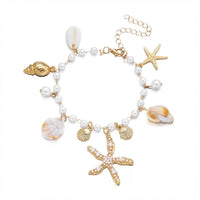 Strand-Fusskette mit Muschel- und Seestern-Charms