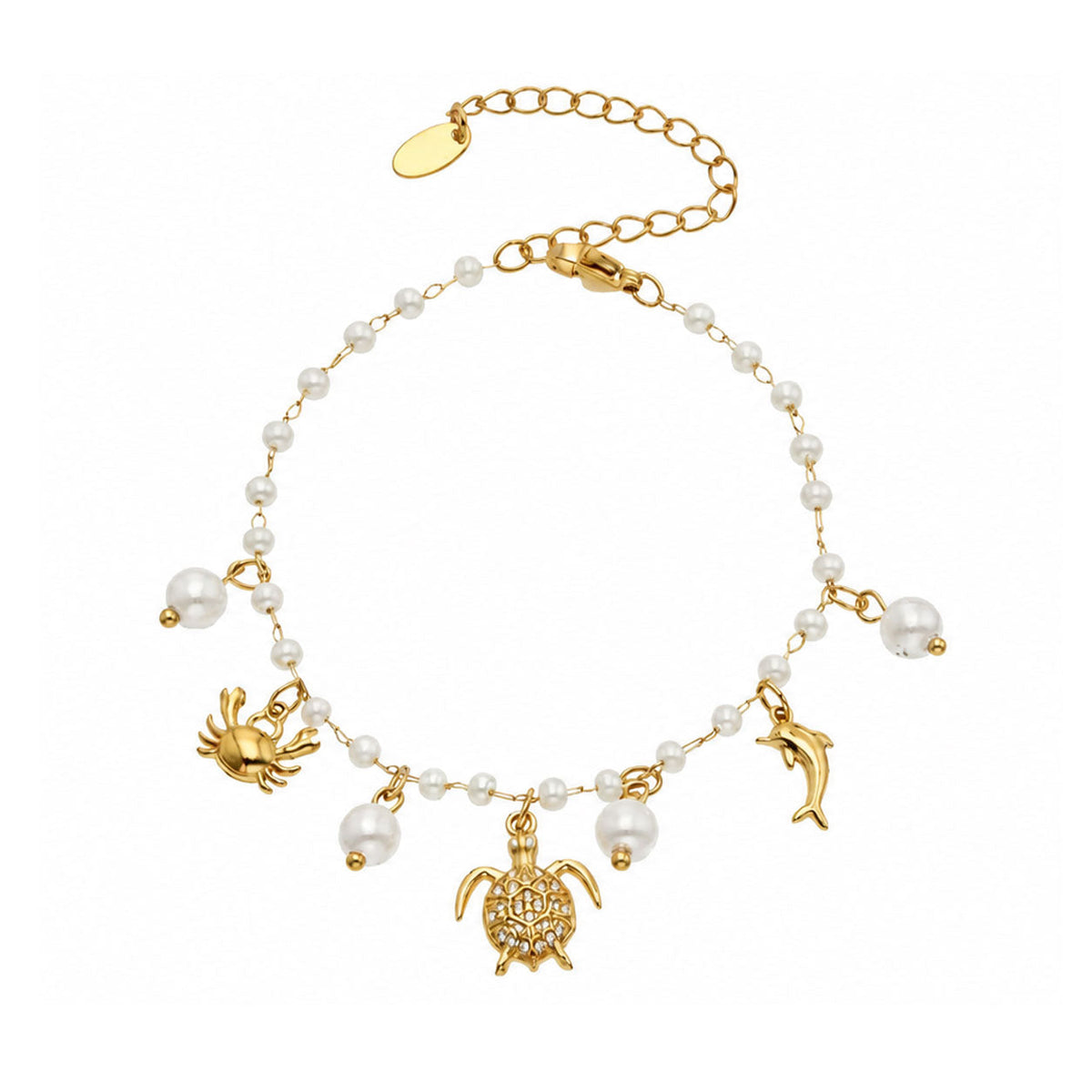 Strand-Fusskette mit Muschel- und Seestern-Charms - Liebesketten