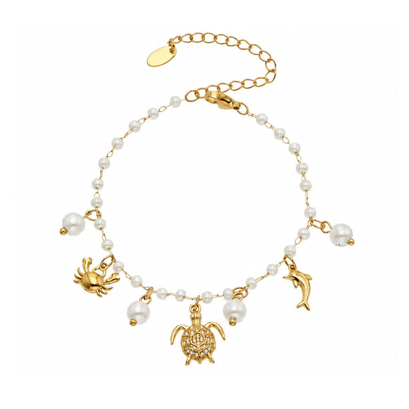Strand-Fusskette mit Muschel- und Seestern-Charms