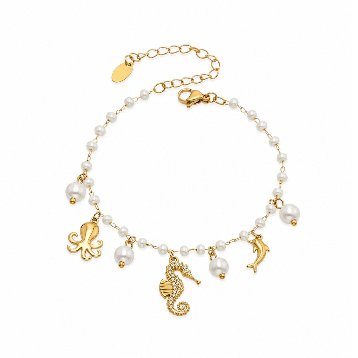 Strand-Fusskette mit Muschel- und Seestern-Charms - Liebesketten