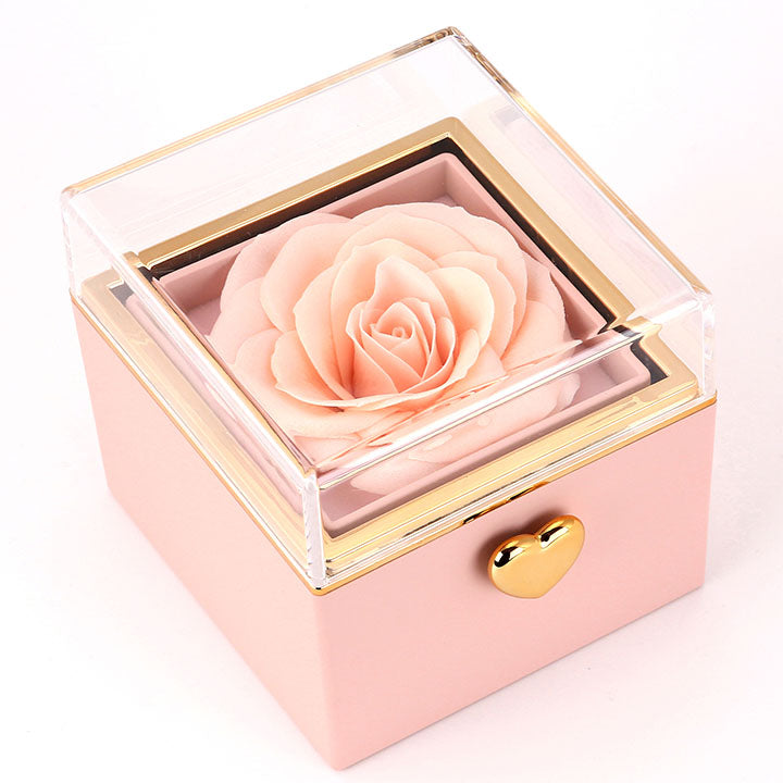Überraschungs-Rosenbox mit Herzkette und Notiz - Liebesketten