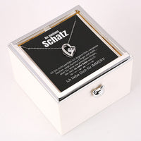 Überraschungs-Rosenbox mit Herzkette und Notiz