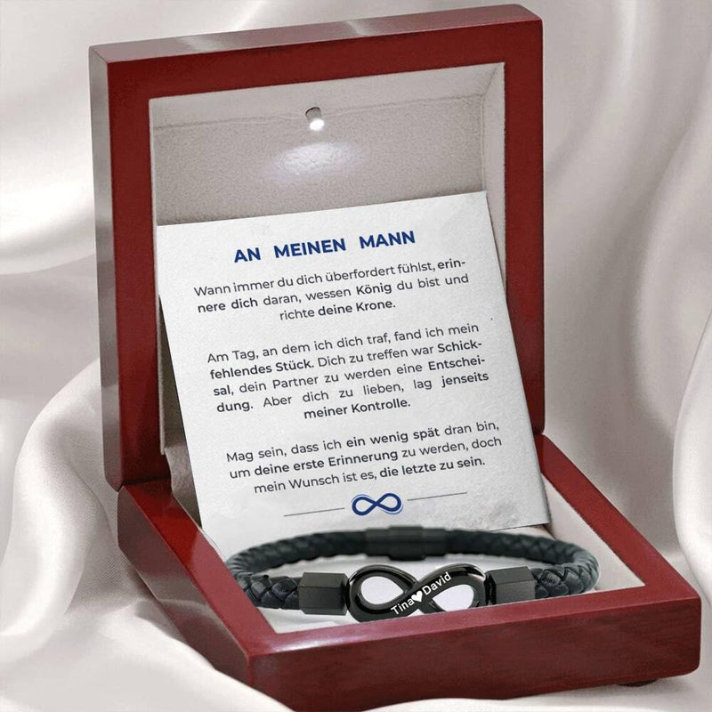 Unendlichkeits-Armband mit Gravur an meinen Mann