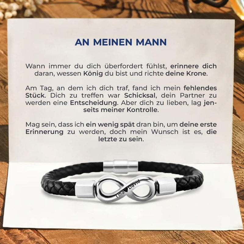 Unendlichkeits-Armband mit Gravur an meinen Mann