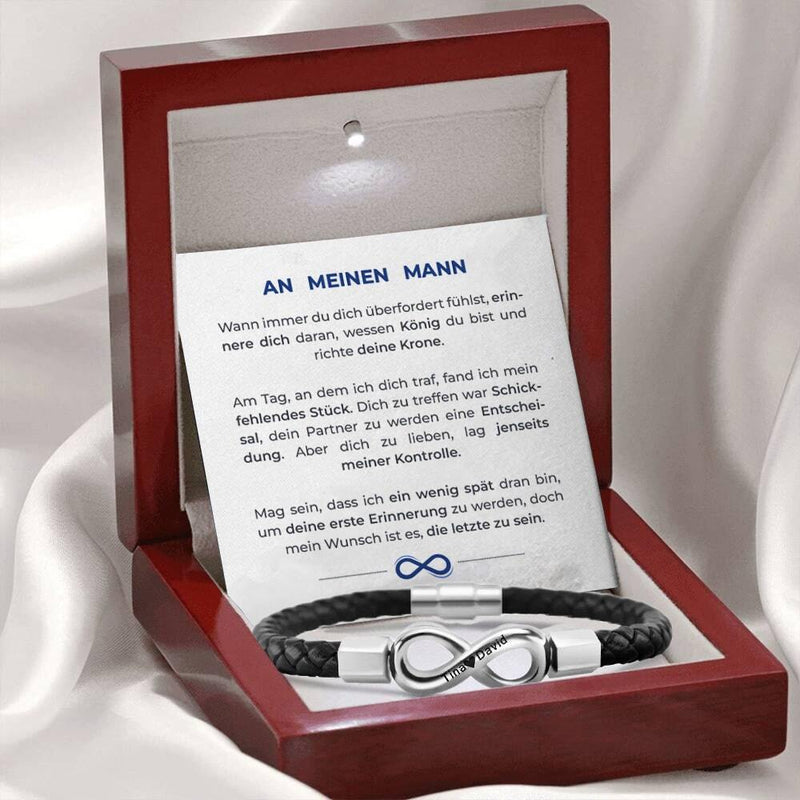 Unendlichkeits-Armband mit Gravur an meinen Mann