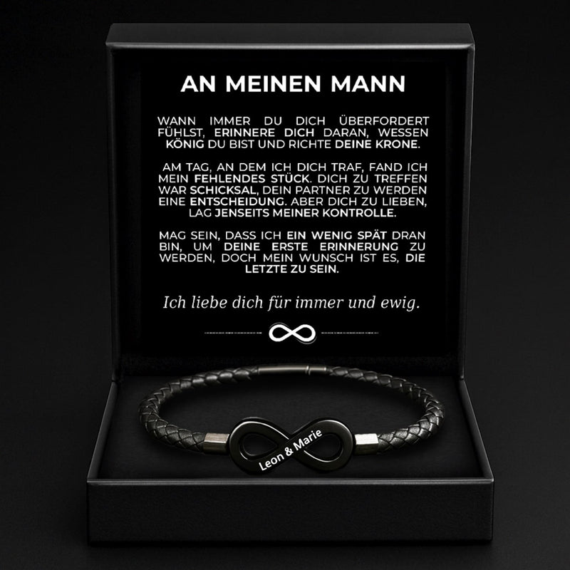 Unendlichkeits-Armband mit Gravur für den Ehemann