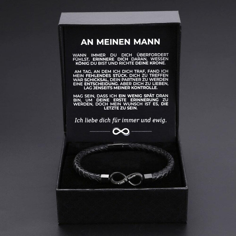 Unendlichkeits-Armband mit Gravur für den Ehemann