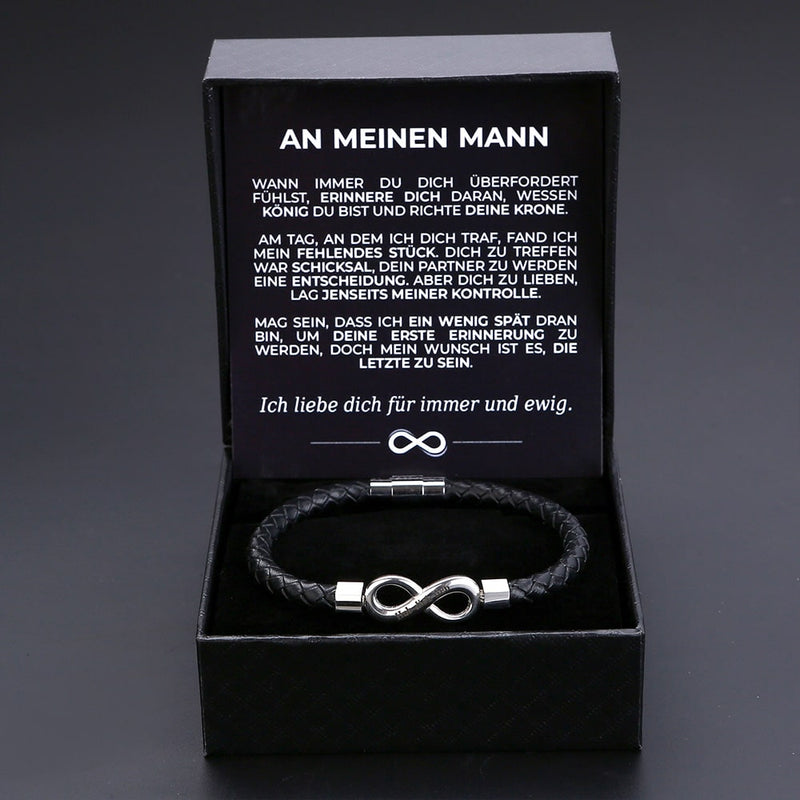 Unendlichkeits-Armband mit Gravur für den Ehemann