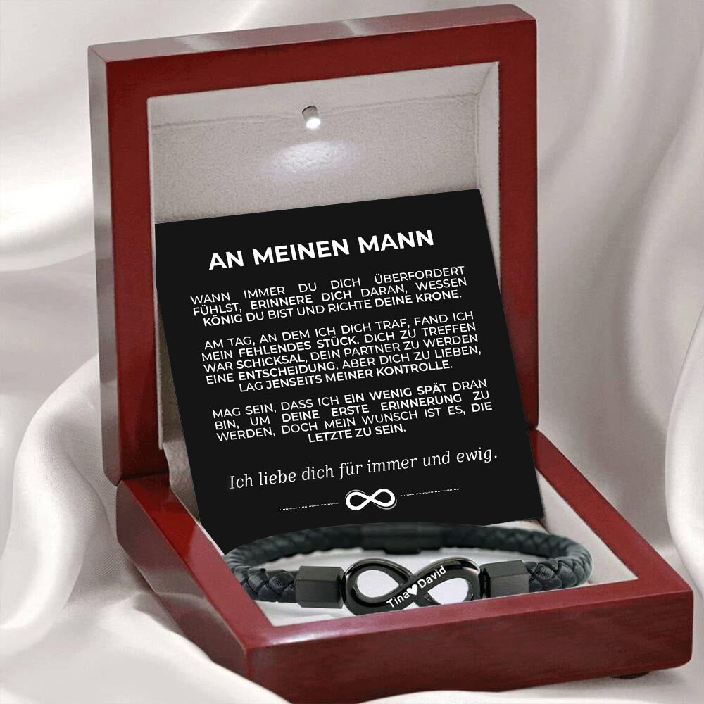 Unendlichkeits-Armband mit Gravur für den Ehemann - Liebesketten
