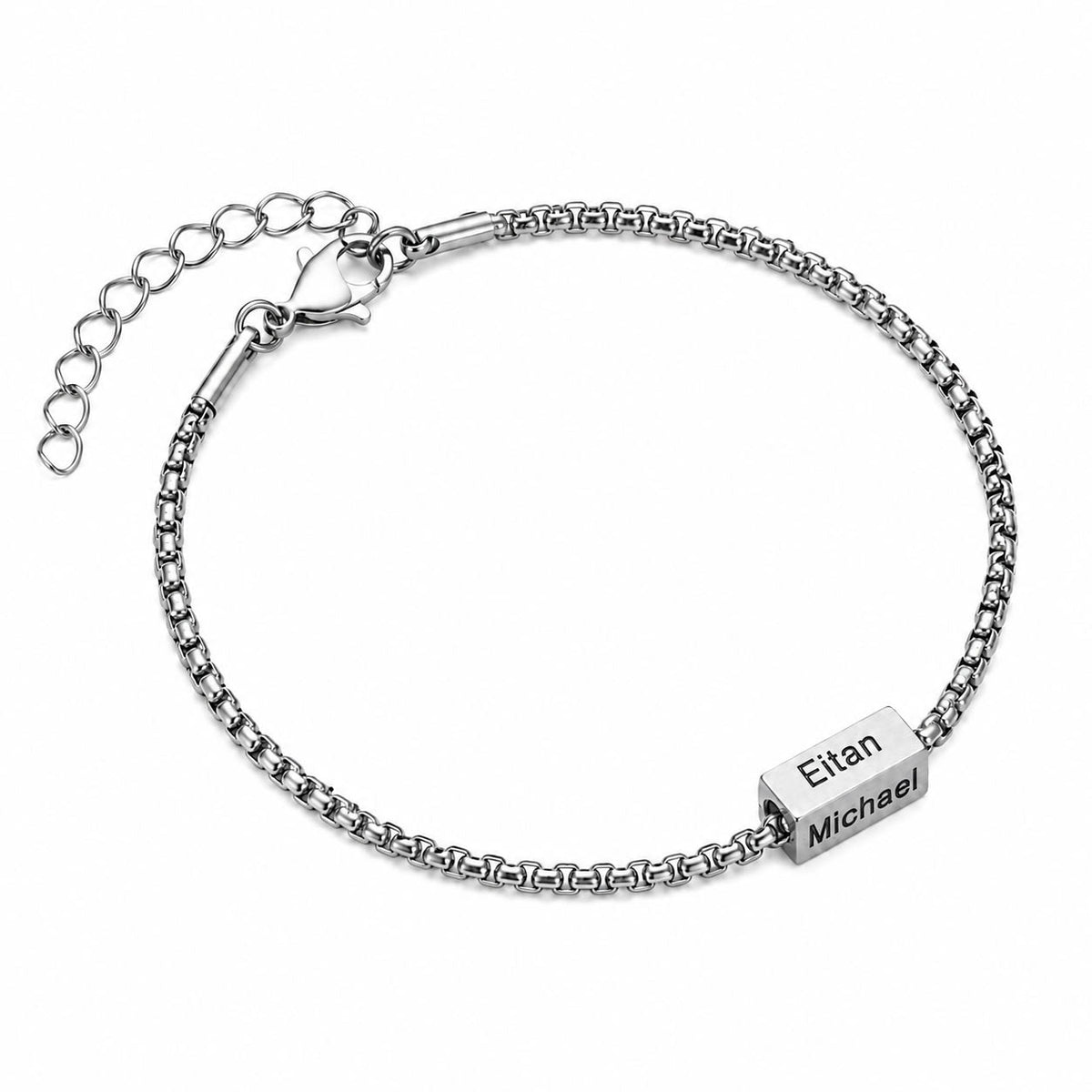 Würfelarmband mit bis zu vier gravierten Namen - Liebesketten