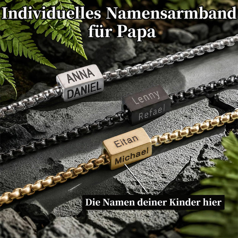 Würfelarmband mit bis zu vier gravierten Namen