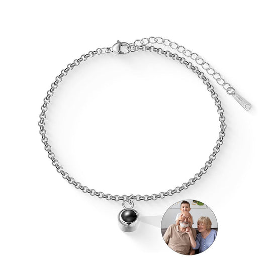 Zierliches Fotoarmband mit Bild im runden Stein - Liebesketten