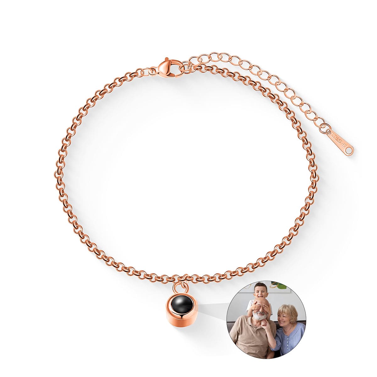 Zierliches Fotoarmband mit Bild im runden Stein - Liebesketten