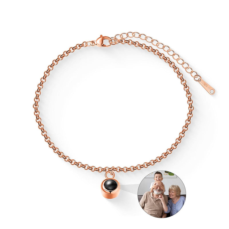 Zierliches Fotoarmband mit Bild im runden Stein