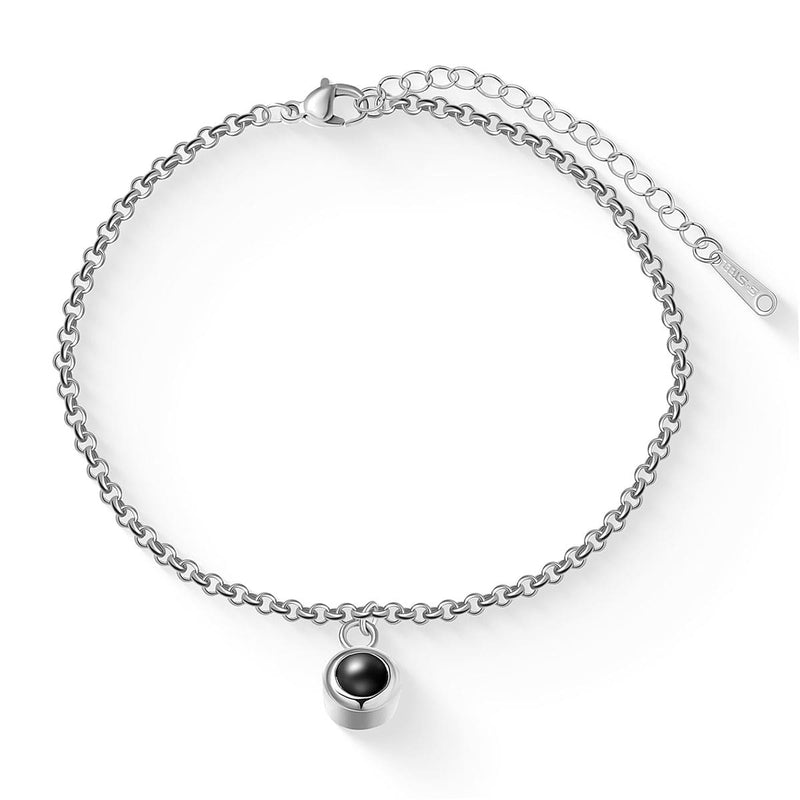 Zierliches Fotoarmband mit Bild im runden Stein